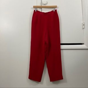Vintage Maggy London Red Silk Trouser Pants Size 8